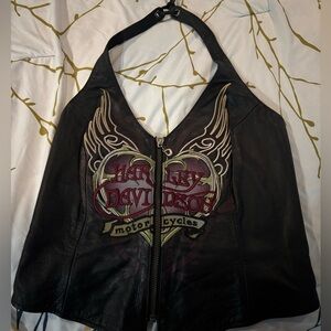 Women’s Harley Davidson leather cropped tank top ￼